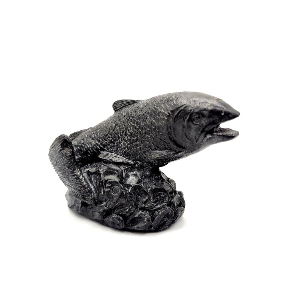 Wolf Original Fish Handcrafted Sculpture Figurine Canada Signed Stone/Resin
